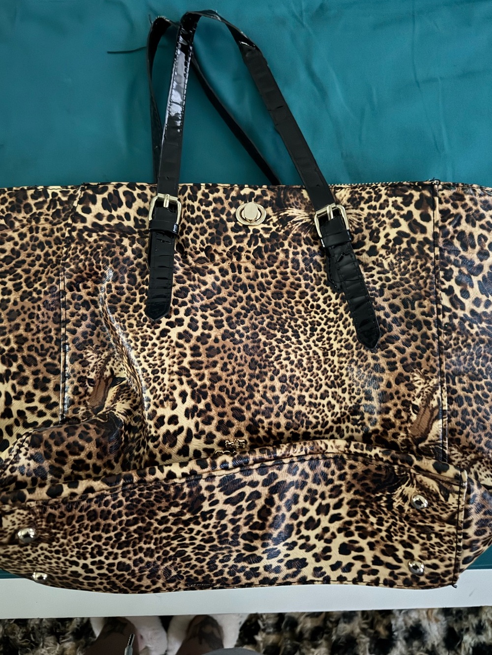 Coach leopard-print patent PVC tote